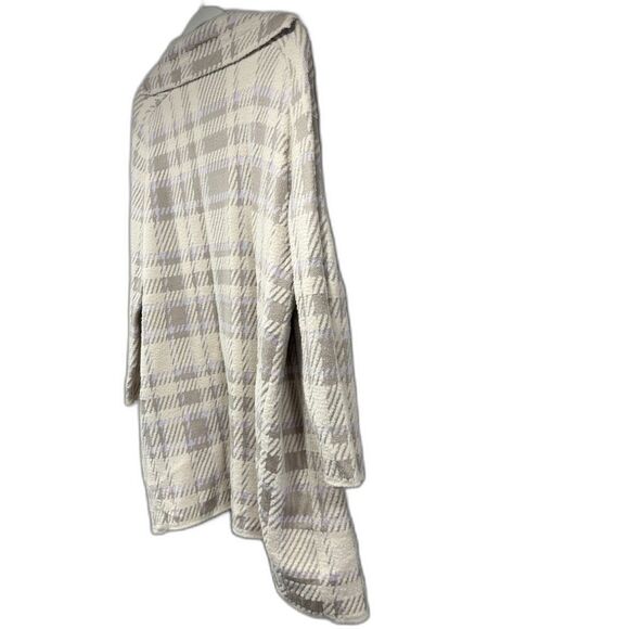 Ann Taylor Plaid Jacquard Coatigan - Super Soft - Beige & Taupe - M Petite - Picture 2 of 5
